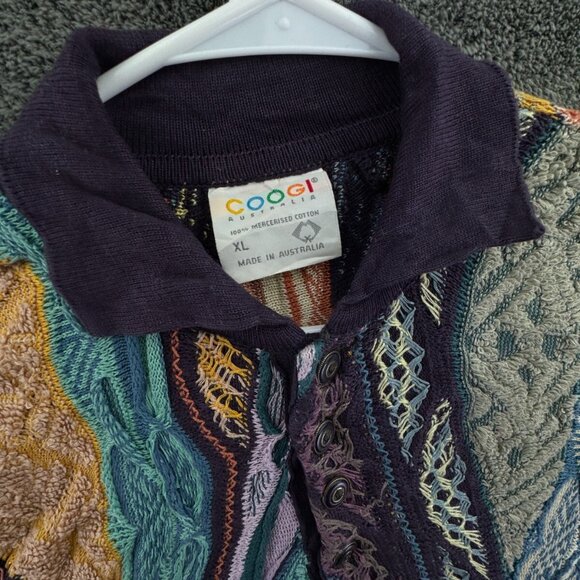 COOGI Australia Authentic Women XL Pullover Collared Cotton Purple Abstract - Picture 6 of 16